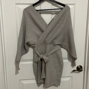 Womens grey ribbed knit sweater dress